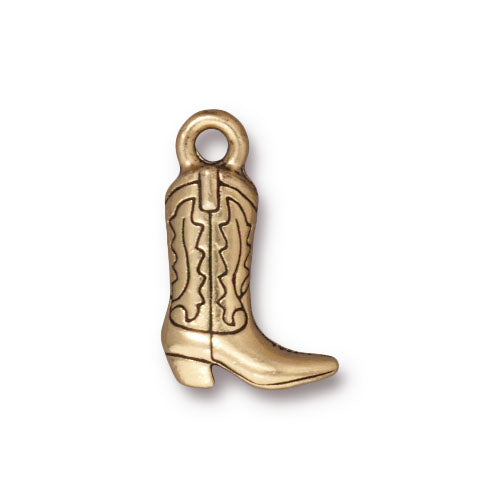 TierraCast 22K Gold Plated Pewter Western Cowboy Boot Charm 18.8mm (1 pcs)