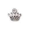 TierraCast Fine Silver Plated Pewter Princess Crown Charm 13mm (1 pcs)
