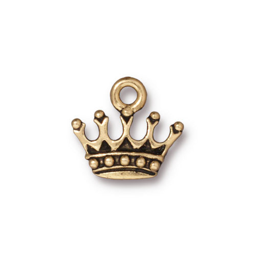 TierraCast 22K Gold Plated Pewter Princess Crown Charm 13mm (1 pcs)