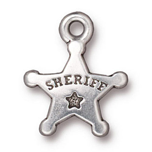 TierraCast Fine Silver Plated Pewter Western Sheriff Star Charm 18mm (1)