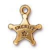 TierraCast 22K Gold Plated Pewter Western Sheriff Star Charm 18mm (1)