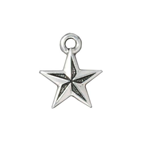 TierraCast Fine Silver Plated Pewter Nautical Star Charm 17.5mm (1 pcs)