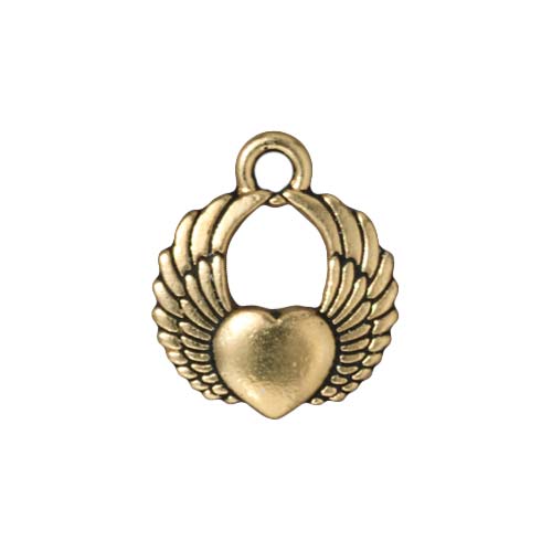 TierraCast 22K Gold Plated Pewter Winged Heart Charm 17.5mm (1 pcs)