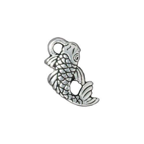 TierraCast Fine Silver Plated Pewter Koi Japanese Fish Charm 17mm (1 pcs)