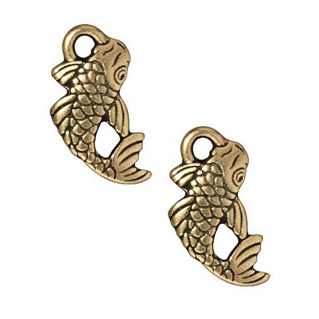 TierraCast 22K Gold Plated Pewter Koi Japanese Fish Charm 17mm (1)