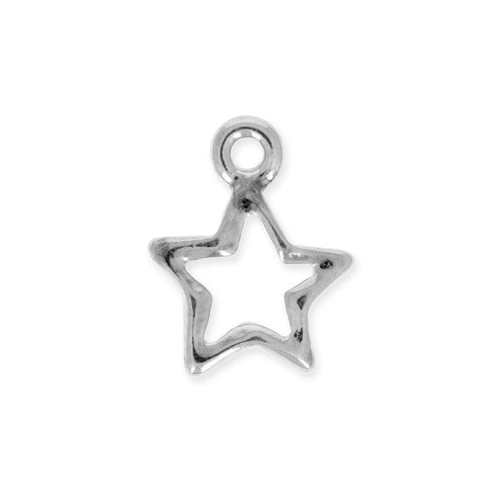 Charm, Open Star 12.5mm, White Bronze Plated, by TierraCast (2 Pieces)