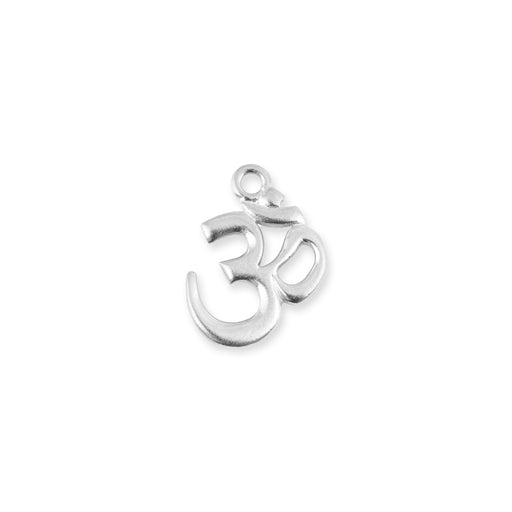 Charm, Om / Aum Hindu Symbol 18.5mm, White Bronze Plated, by TierraCast (1 Piece)