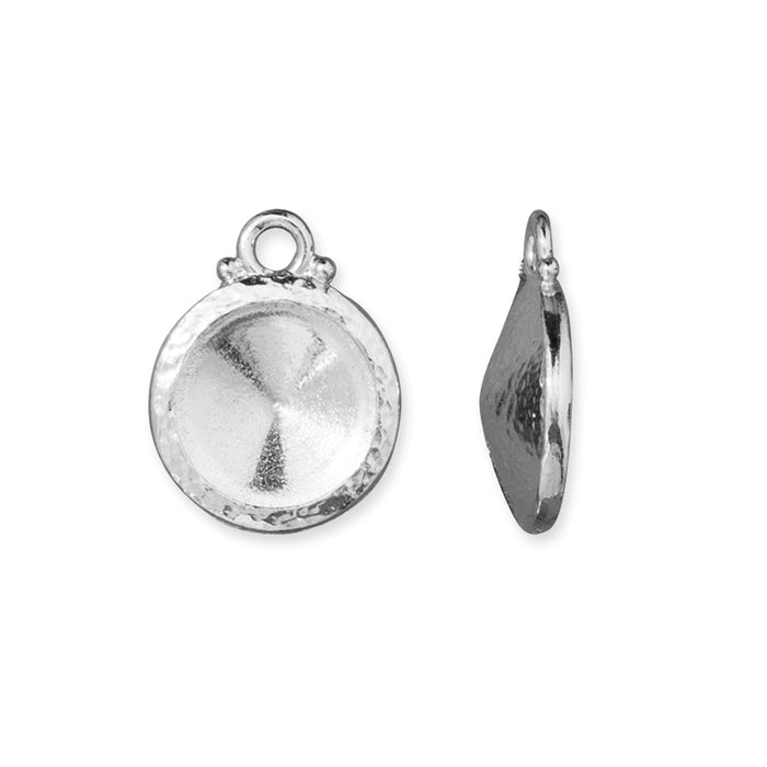 Bezel Pendant, fits 12mm Rivoli Stone, White Bronze Plated, by TierraCast (1 Piece)