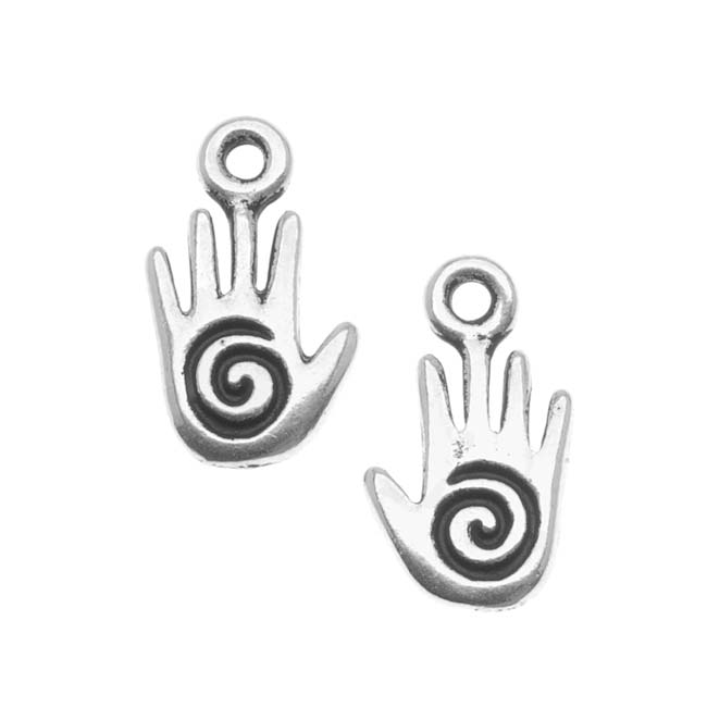 TierraCast Fine Silver Plated Pewter Small Spiral Hand Charm 15mm (2 Pieces)