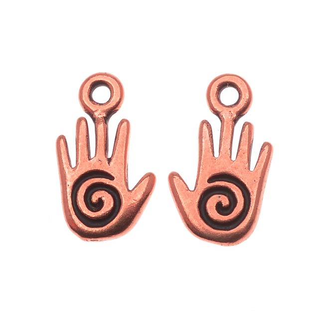 TierraCast Real Copper Plated Pewter Small Spiral Hand Charm 15mm (2 Pieces)