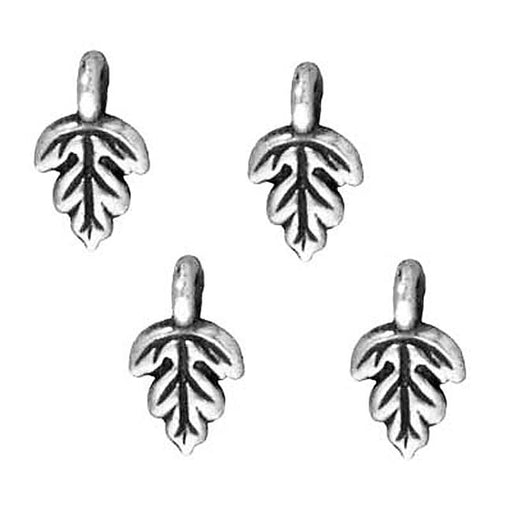 TierraCast Fine Silver Plated Pewter Tiny Oak Leaf Charm 10.5mm (4 Pieces)