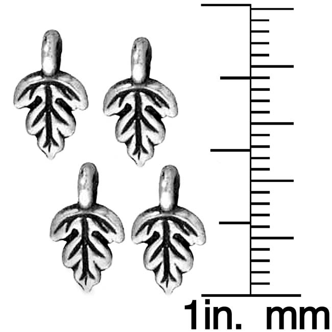 TierraCast Fine Silver Plated Pewter Tiny Oak Leaf Charm 10.5mm (4 Pieces)