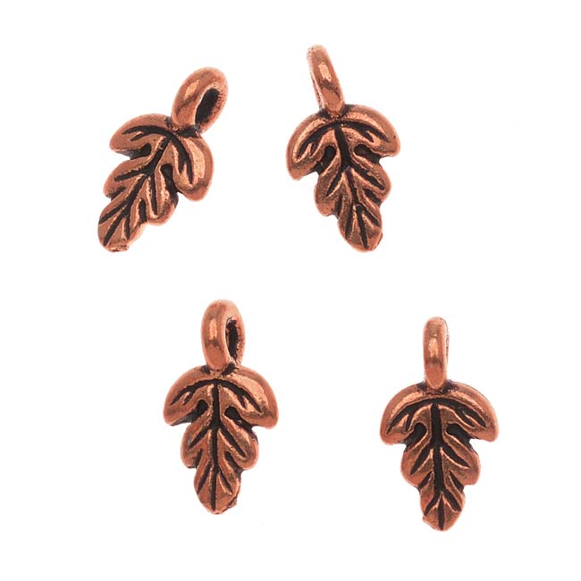 TierraCast Copper Plated Pewter Tiny Oak Leaf Charm 10.5mm (4 Pieces)