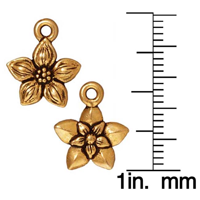 TierraCast Fine 22K Gold Plated Pewter Star Jasmine Charm 14mm (2 Pieces)