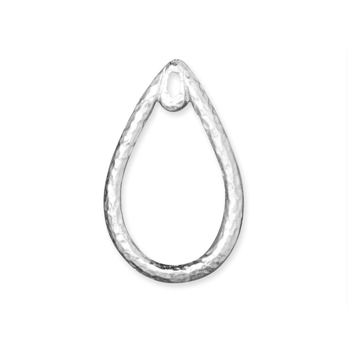 Pendant, Hammertone Stitch Around Teardrop 17x24mm, White Bronze Plated, by TierraCast (2 Pieces)