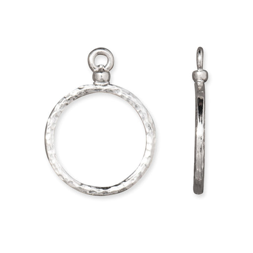 Pendant, Hammertone Stitch Around Hoop 18mm, White Bronze Plated, by TierraCast (2 Pieces)