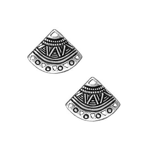 TierraCast Fine Silver Plated Pewter Ethnic Fan Earring Connector 15mm (2 Pieces)