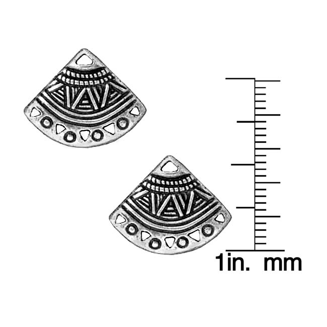 TierraCast Fine Silver Plated Pewter Ethnic Fan Earring Connector 15mm (2 Pieces)