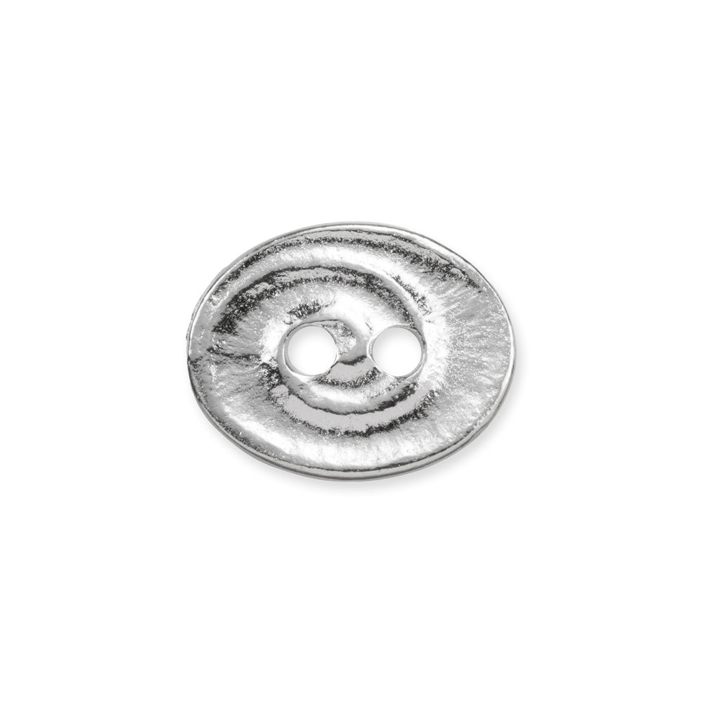 Metal Button, Oval 2-Hole Button Swirl 13.5x17.5mm, White Bronze Plated (1 Piece)