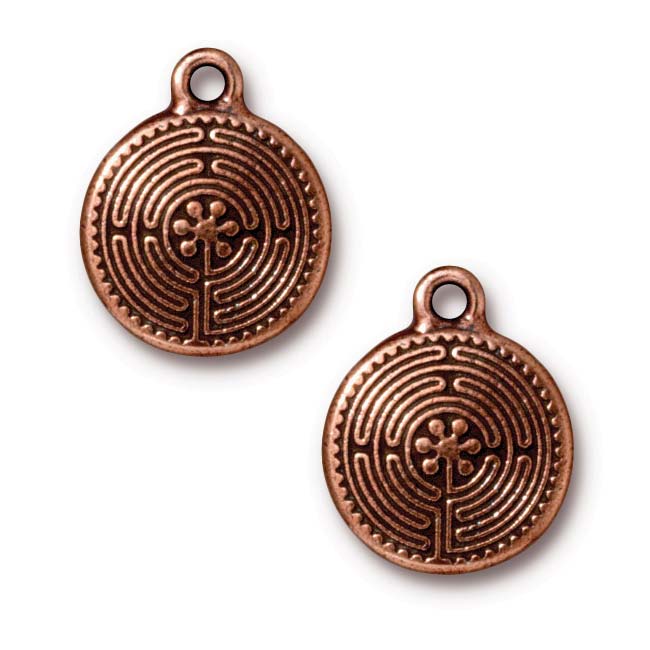 TierraCast Antiqued Copper Plated Labyrinth Pendant Charm 21mm (1 pcs)