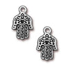 TierraCast Antiqued Silver Plated Hamsa Hand Pendant Charm 21mm (1 pcs)