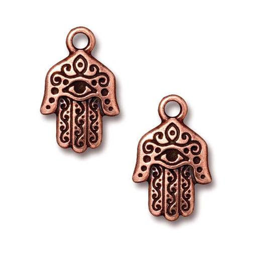 TierraCast Antiqued Copper Plated Hamsa Hand Pendant Charm 21mm (1 pcs)