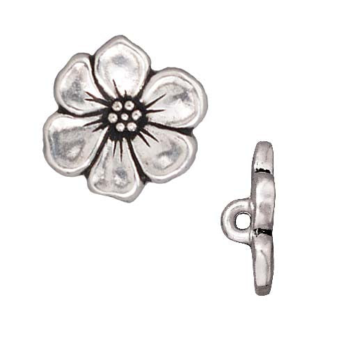 TierraCast Antiqued Silver Plated Lead-Free Pewter Apple Blossom Buttons 15.5mm (2 Pieces)