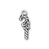 TierraCast Antiqued Silver Plated Lead-Free Charm Candy Cane With Holly 25mm (1 pcs)