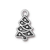 TierraCast Antiqued Silver Plated Lead-Free Pewter Charm Decorated X-Mas Tree 20mm (1 pcs)