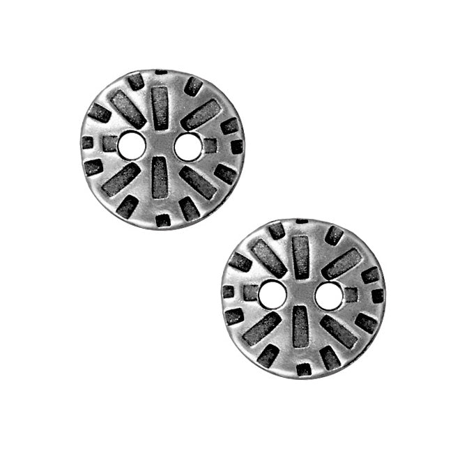 TierraCast Antiqued Pewter 'Radiant' Round Button 15mm (2 Pieces)