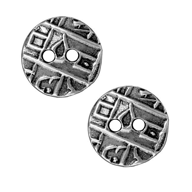 TierraCast Antiqued Pewter Coin Button Abstract Design 17.5mm (2 Pieces)