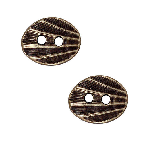 TierraCast Brass Oxide Finish Pewter Seashell Shaped Button 13.5x17mm (2 Pieces)