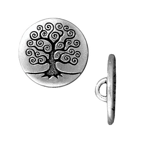 TierraCast Antiqued Silver Plated Pewter Tree Of Life Button 15.5mm (2 Pieces)