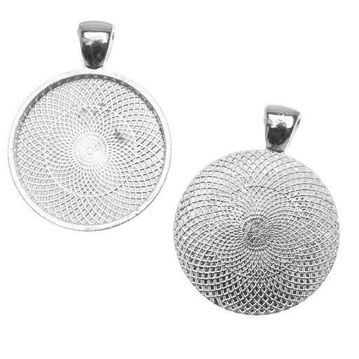 Bezel Pendant, Round 25mm Inner Area, Silver Plated (1 Piece)