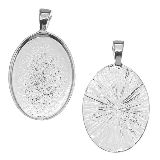 Bezel Pendant, Oval 25x18mm Inner Area, Silver Plated (1 Piece)