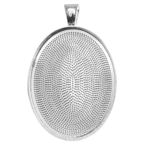 Bezel Pendant, Oval 40x30mm Inner Area, Silver Plated (1 Piece)