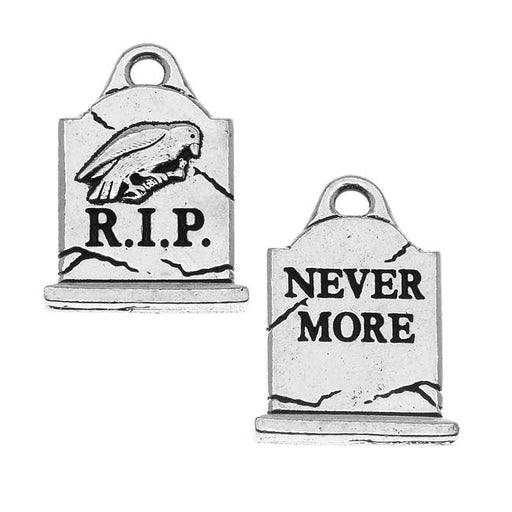 TierraCast Antiqued Silver Lead-Free Charm - Grave Stone Halloween 20.5mm (2 Pieces)