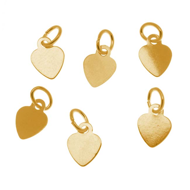 22K Gold Plated Small Heart Charm With Ring - 8.5x6.5mm (6 pcs)