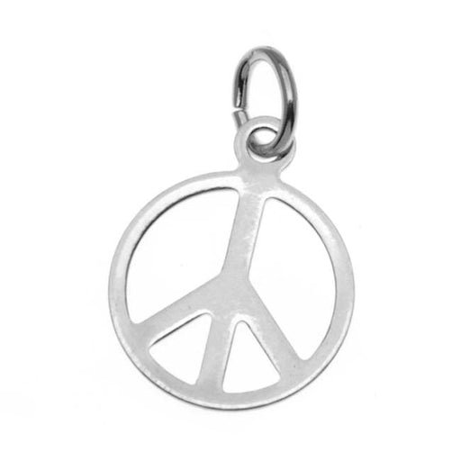 Silver Plated Sleek Peace Sign Charm - 11mm Diameter (6 pcs)