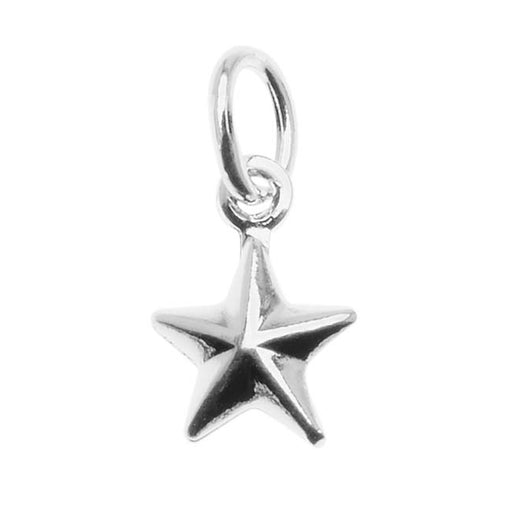 Silver Plated Small Puff Nautical Star Charm - 9x6.5mm (6 pcs)