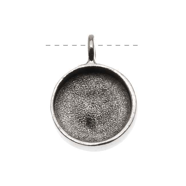 Nunn Design Antiqued Silver Plated Large Bezel Circle Pendant 19mm