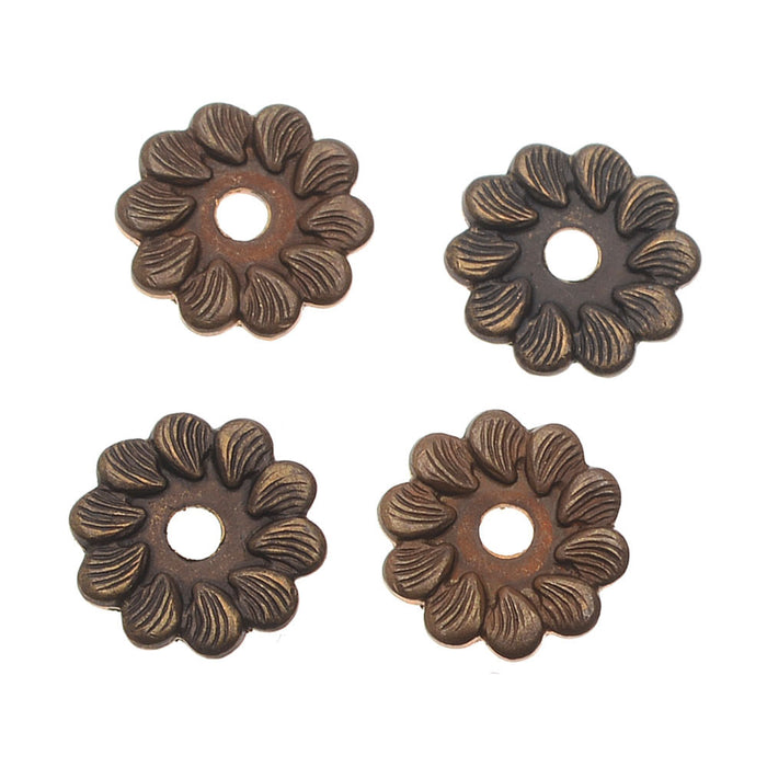 Vintaj Natural Brass Decorative Pinwheel Washer Flowers 7.5mm (10 pcs)