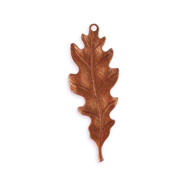 Vintaj Artisan Copper Oak Leaf Pendant 39mm x 14.5mm (1 Piece)