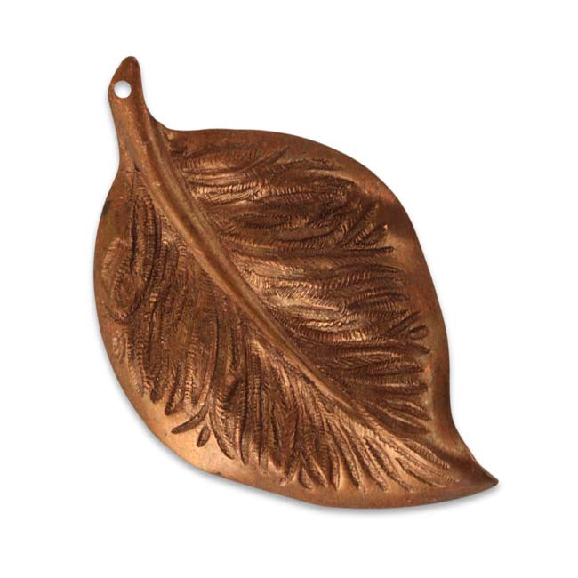 Vintaj Artisan Copper Mission Leaf Pendant 54mm x 32.5mm (1 Piece)