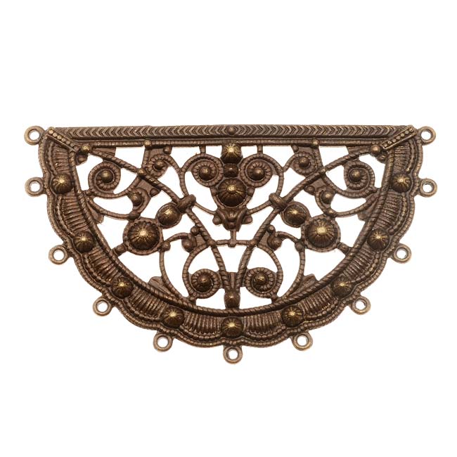 Vintaj Natural Brass Fanned Filigree Stamping With Loops 36.5x61mm (1 Piece)