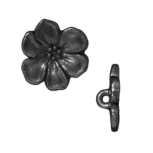 TierraCast Black Finish Pewter Lead-Free Apple Blossom Buttons 15.5mm (2 Pieces)