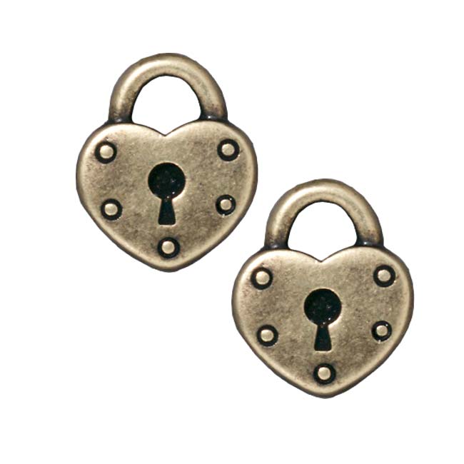 TierraCast Brass Oxide Finish Pewter Heart Lock Keyhole Charm 16.3mm (1)