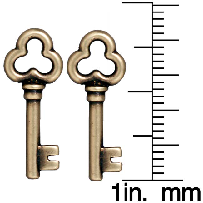 TierraCast Brass Oxide Finish Pewter Key Charm 22mm (2 Pieces)