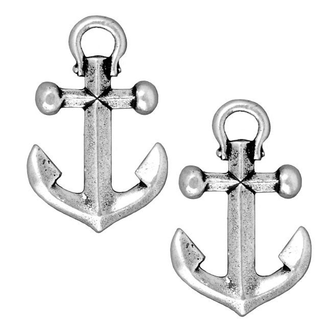 TierraCast Antiqued Silver Plated Pewter Anchor Charm 19.5mm (2 Pieces)