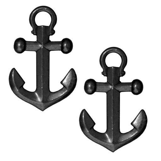 TierraCast Black Finish Pewter Anchor Charm 19.5mm (2 Pieces)